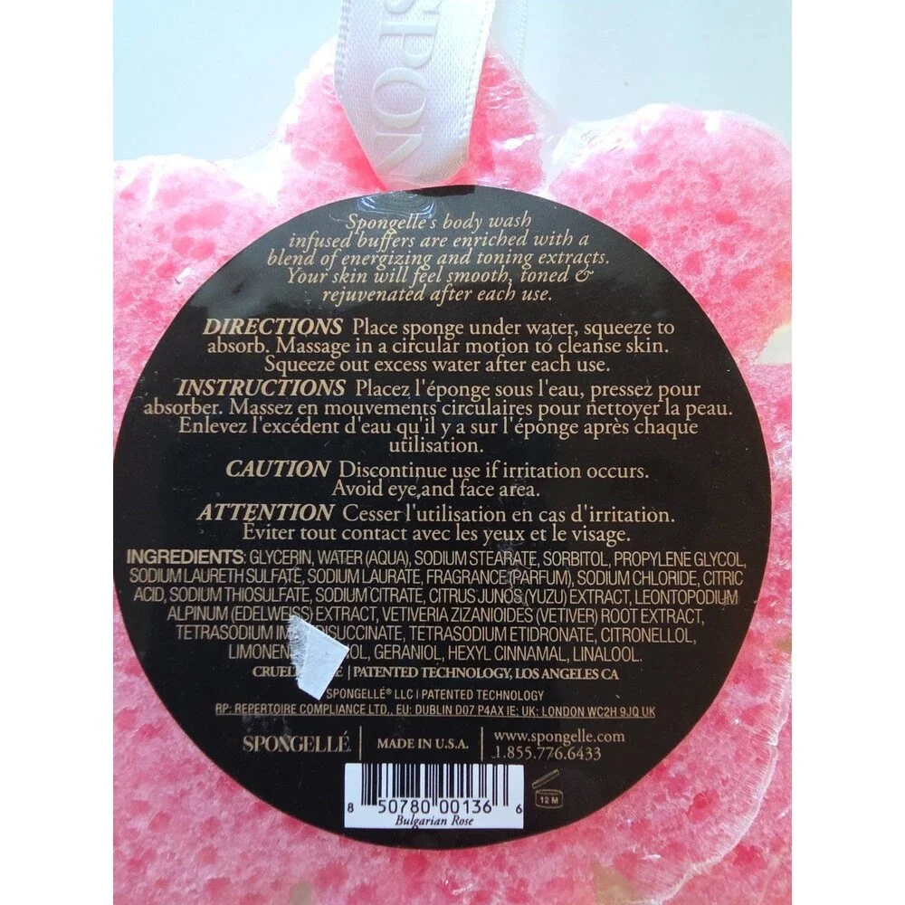 Lot of 2 Flower Spongelle Body Wash Infused Buffers Sponges Loofah Papaya Rose